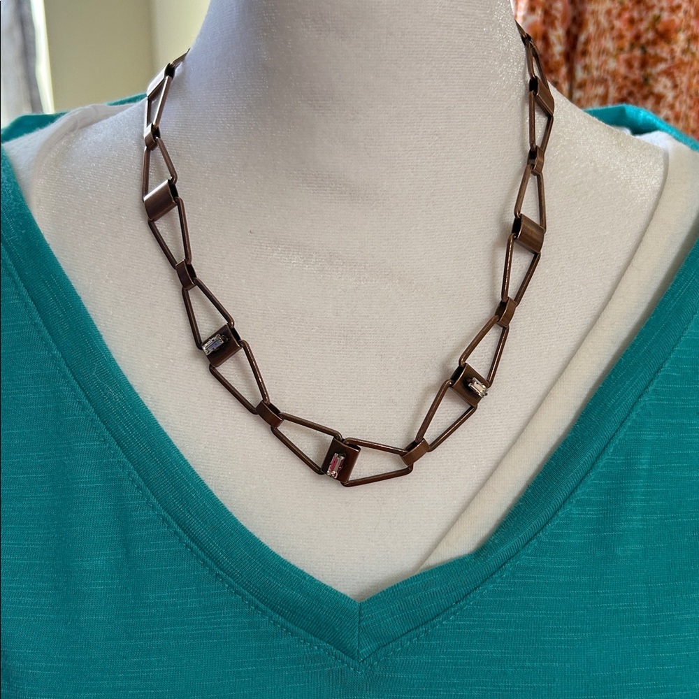 Transcendent Whites Crystal & Chains Necklace new